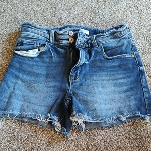 Stylish Blue Distressed Jean Shorts